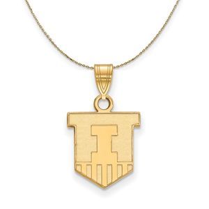 14k Yellow Gold U. of Illinois Small Shield Necklace - 22 Inch